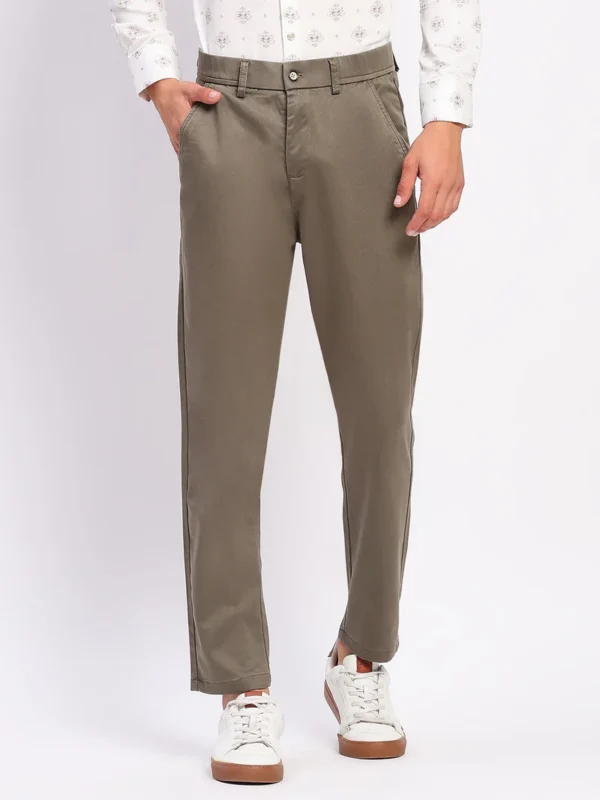 Sraddos Sand Brown Stretch Straight Fit Trousers