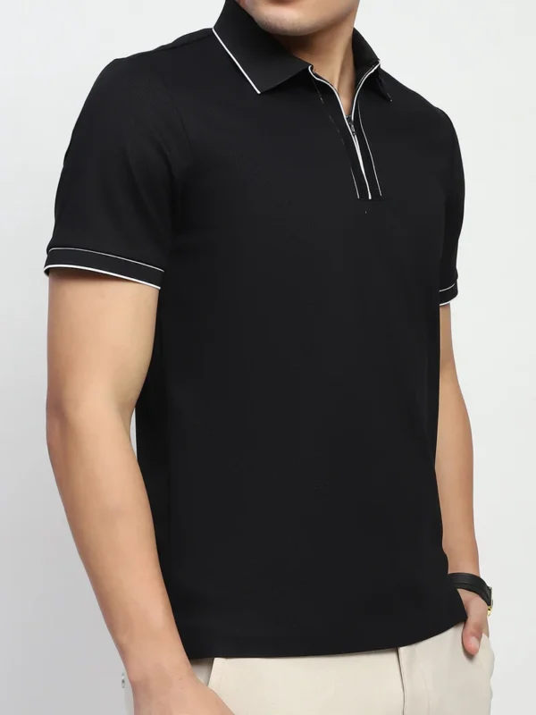 Sraddos Black Solid Nylon Blend T-Shirt - Image 2