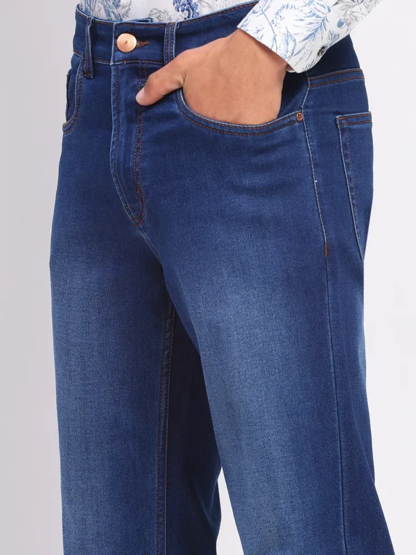 Sraddos Stretchable Dark Blue Cotton Blend Jeans - Image 2