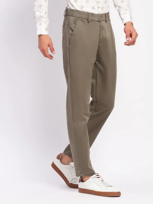 Sraddos Sand Brown Stretch Straight Fit Trousers - Image 2