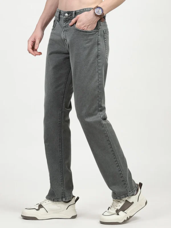 Olive Cotton Regular Fit Jeans - Image 2