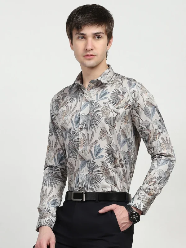 Sraddos White Tropical Print Cotton Shirt - Image 2