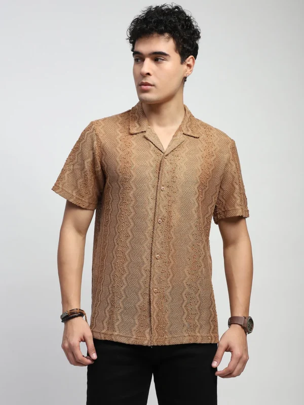 Sraddos Brown Blend Knit Relaxed Fit Shirt - Image 2