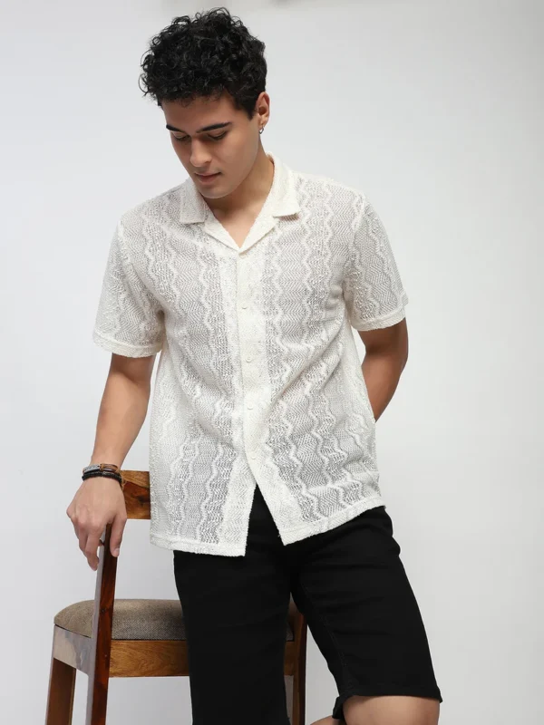 Sraddos Ecru Blend Knit Relaxed Fit Shirt - Image 2