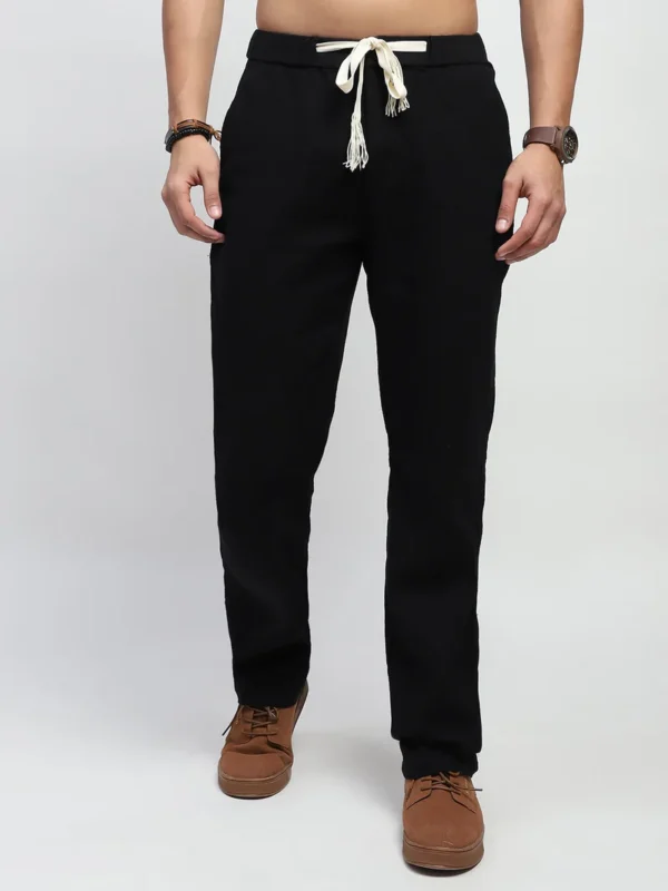Sraddos Black Solid Cotton Loose Fit Trouser