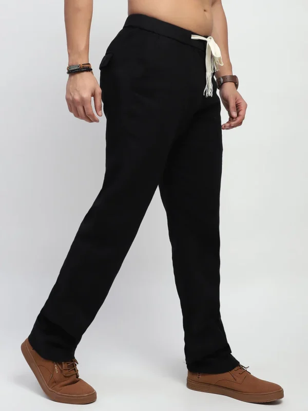 Sraddos Black Solid Cotton Loose Fit Trouser - Image 2